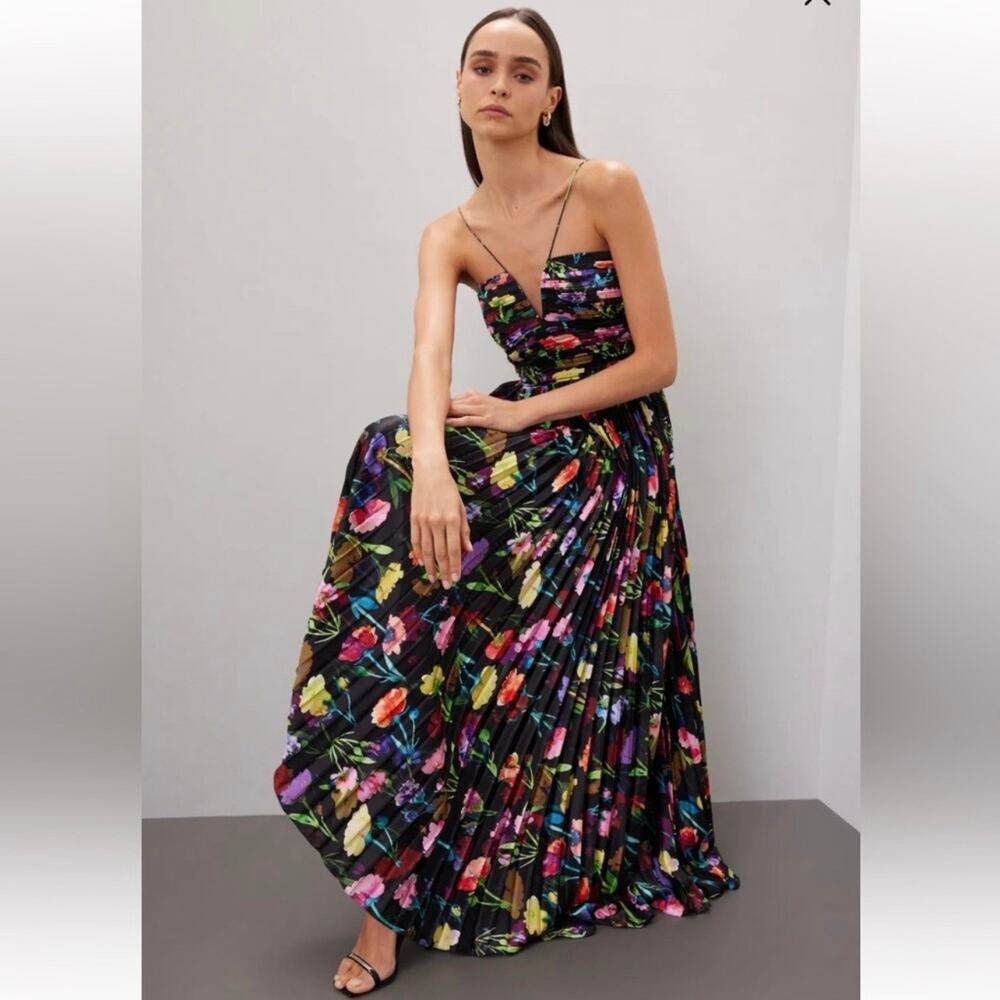 Aiifos Adriana pleated floral Gown Size 6 - Picture 3 of 10